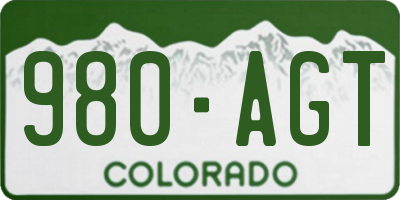 CO license plate 980AGT