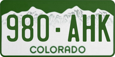 CO license plate 980AHK
