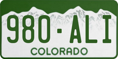 CO license plate 980ALI