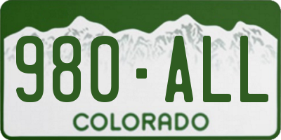 CO license plate 980ALL