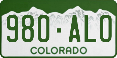 CO license plate 980ALO