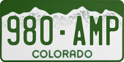 CO license plate 980AMP