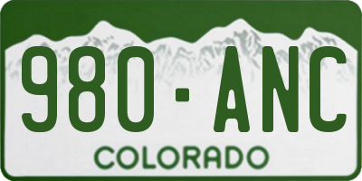 CO license plate 980ANC