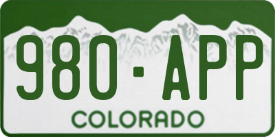CO license plate 980APP
