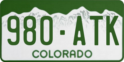 CO license plate 980ATK