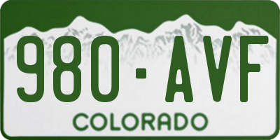 CO license plate 980AVF
