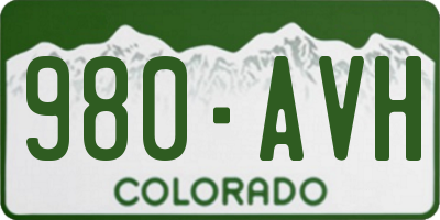 CO license plate 980AVH