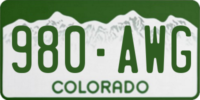CO license plate 980AWG