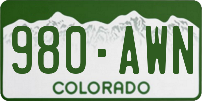 CO license plate 980AWN