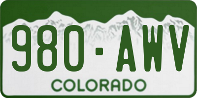 CO license plate 980AWV