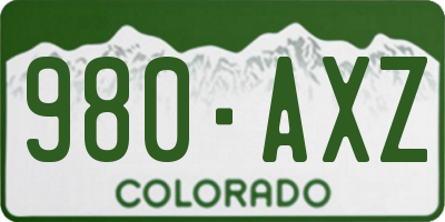 CO license plate 980AXZ