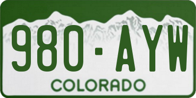 CO license plate 980AYW