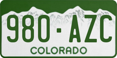 CO license plate 980AZC