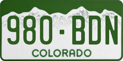 CO license plate 980BDN