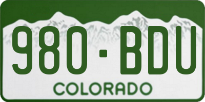CO license plate 980BDU
