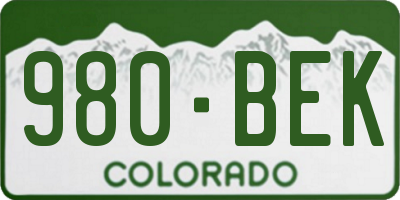 CO license plate 980BEK