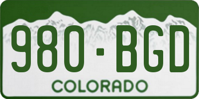 CO license plate 980BGD