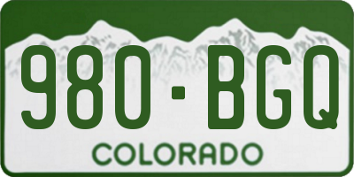 CO license plate 980BGQ