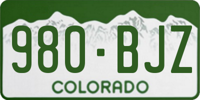 CO license plate 980BJZ