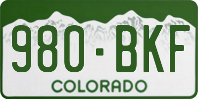 CO license plate 980BKF