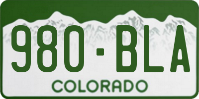 CO license plate 980BLA