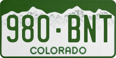 CO license plate 980BNT