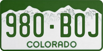 CO license plate 980BOJ