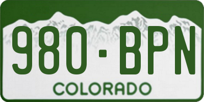 CO license plate 980BPN