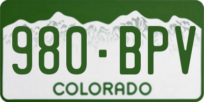 CO license plate 980BPV