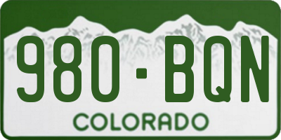 CO license plate 980BQN