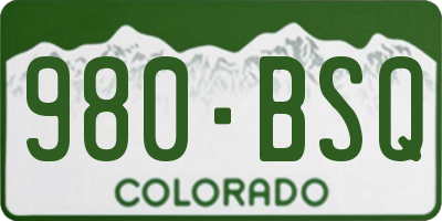 CO license plate 980BSQ