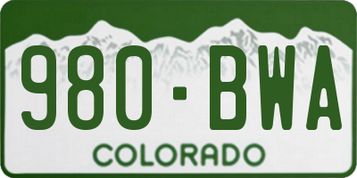 CO license plate 980BWA