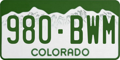 CO license plate 980BWM