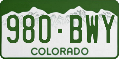 CO license plate 980BWY