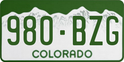 CO license plate 980BZG