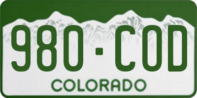 CO license plate 980COD