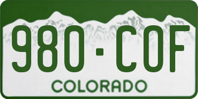 CO license plate 980COF