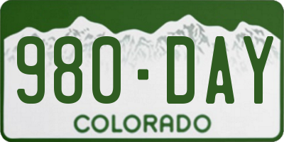 CO license plate 980DAY
