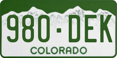 CO license plate 980DEK