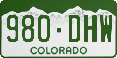 CO license plate 980DHW
