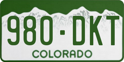 CO license plate 980DKT