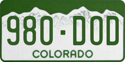 CO license plate 980DOD