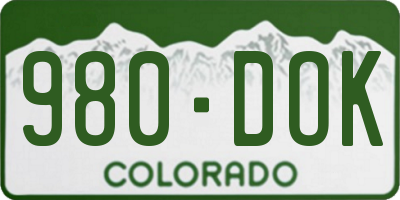CO license plate 980DOK