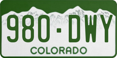 CO license plate 980DWY