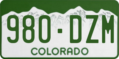 CO license plate 980DZM