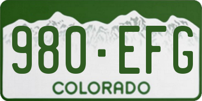 CO license plate 980EFG