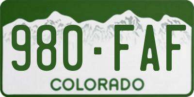 CO license plate 980FAF