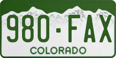 CO license plate 980FAX