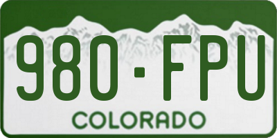 CO license plate 980FPU
