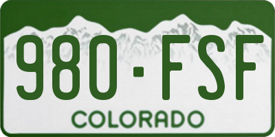 CO license plate 980FSF